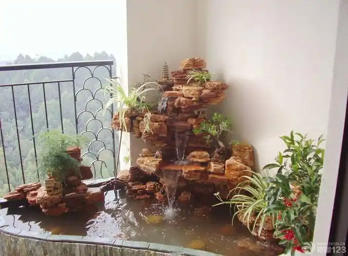 小阳台假山盆景装修图片_设计456装修效果图