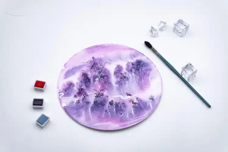 古风水彩系列ds115分层色试色紫调山水