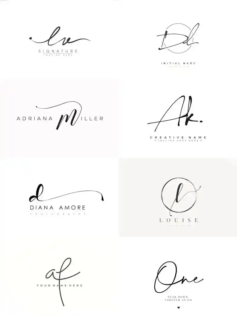 手写体logo合集线稿风简约英文线条