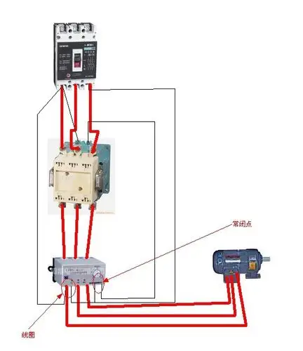 控制风机起停,怎么连接交流接触器,断路器和电动机综合保护器(380v)