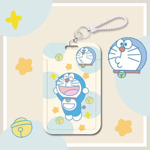 保持微胖可爱蓝猫卡套饭卡学生校园公交地铁卡保护壳工作证伸缩挂绳硬