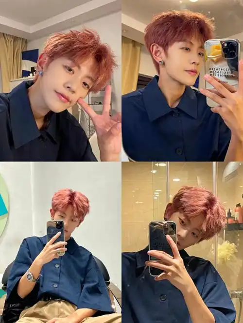 自然蓬松的卷烫增加了造型感,中分刘海自然弧度凸显自信潮男气质,黑色