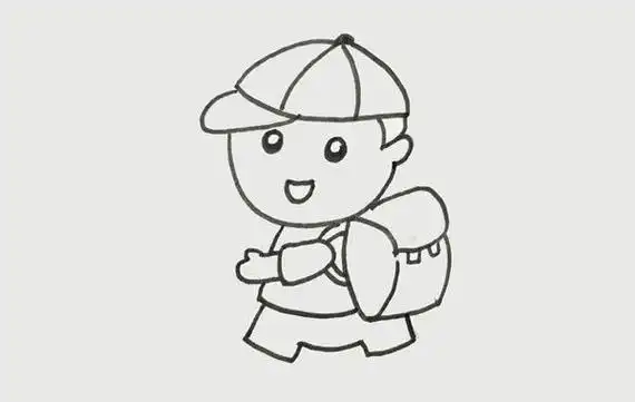 一年级小学生背书包简笔画