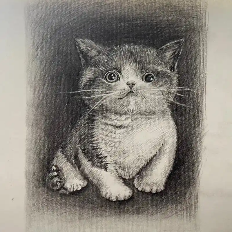 素描 #零基础学画画 #素描动物 画一次萌萌的猫咪,胡子用 - 抖音