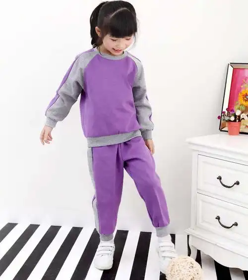 幼儿园园服春装全棉春秋圆领紫色运动班服中小学校服定制工厂直销