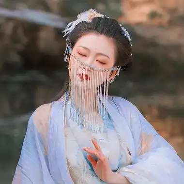 珠帘蒙面女生头像唯美古风真人头像