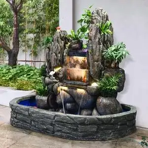 景观庭院大型假山流水喷泉鱼池图片