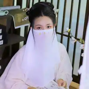 汉服面纱面帘纱巾遮脸挂耳古装配饰古风流苏女配饰防晒蒙面巾饰品