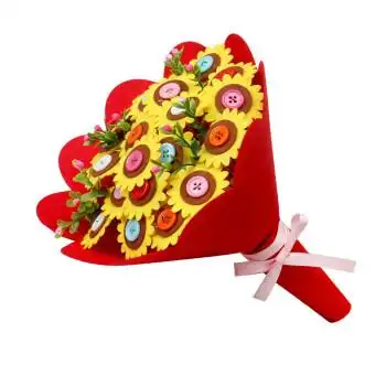 纽扣花束 幼儿园妇女节纽扣花手工制作diy花朵材料包 粘贴扣子画带