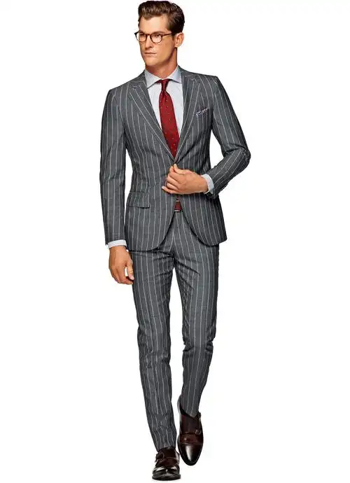 lazio灰色条纹西装