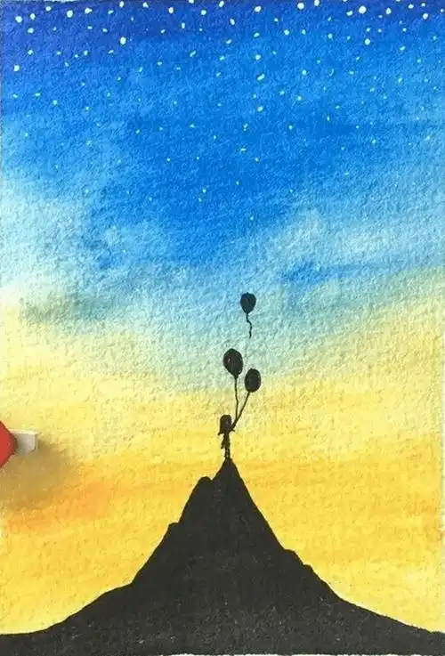 超简单的彩铅星空画法步骤