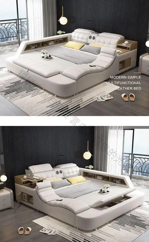 60轻奢高端智能床多功能床榻榻米床双人床18米现代简约主卧软体智能