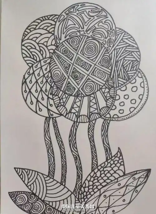 花主题创意儿童线描画