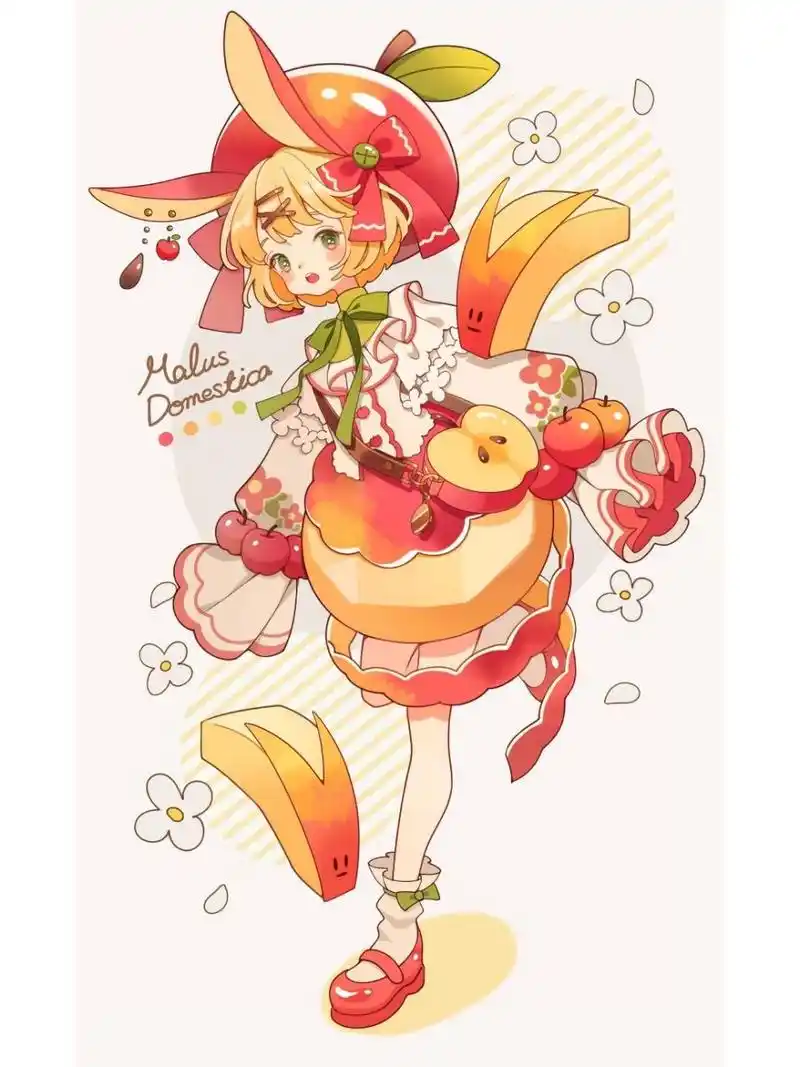 动漫人物 苹果拟人图🍎 可爱 萌 图私❤️领 动漫人物素材