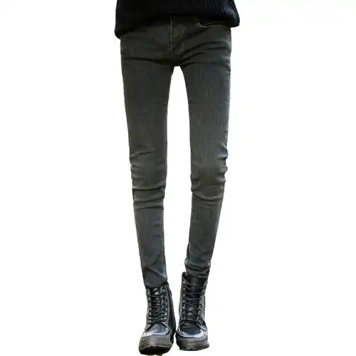 ins潮牌烟灰灰色牛仔裤男韩版弹力紧身裤男小脚牛仔裤