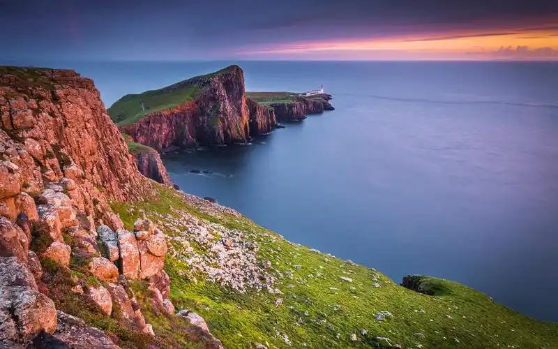 晚霞,海,天空,峭壁,灯塔,唯美,安静,远方,stefanotermanini,沿海印记