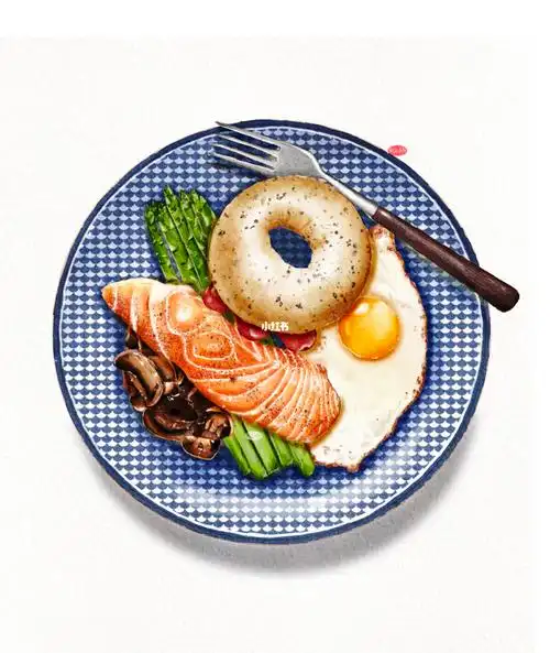 香蕉三文鱼贝果早餐