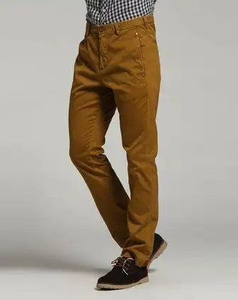 土黄色休闲精致长裤