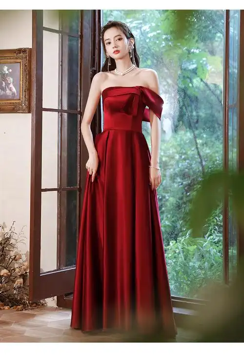 皮尔卡丹轻奢高档女装敬酒服新娘2022新款红色结婚气质高端高级感抹胸