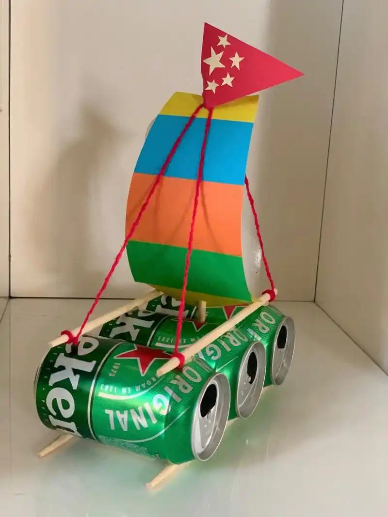 手工立体船08 幼儿园手工作业立体船08变废为宝07