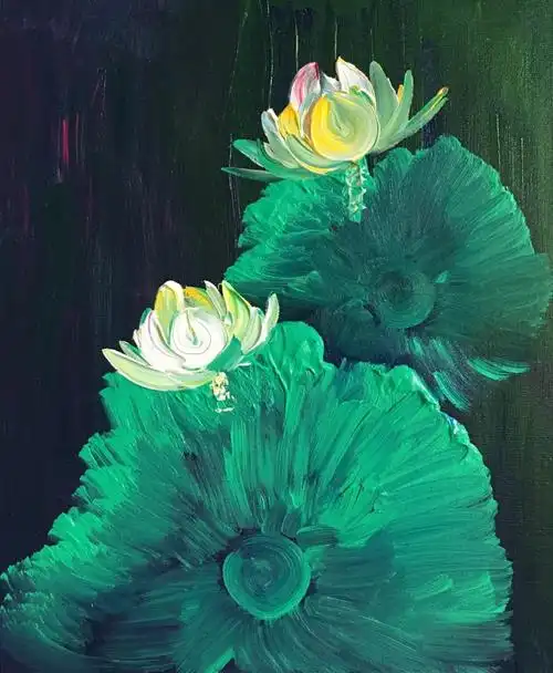 走进青年画家丁昌胜和他的七彩莲花作品