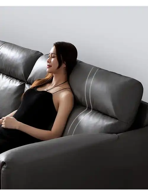 意大利进口头层真皮沙发 小户型客厅直排三人位真皮沙发 【意大利进口