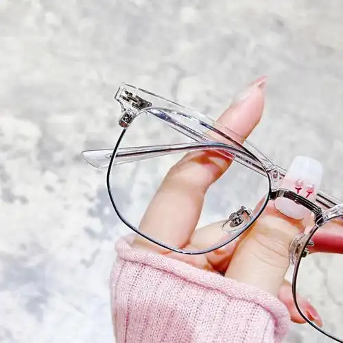 可盐可甜男女都适合的清透透明眉框眼镜