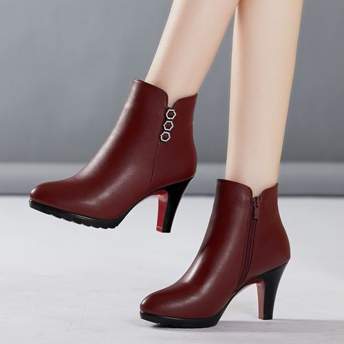 短靴女春秋单靴2023新款百搭高跟鞋粗跟厚底英伦风舒适马丁靴女鞋