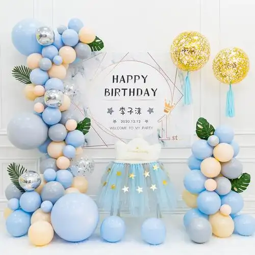 生日布置女生儿童女孩宝宝1一周岁生日布置气球装饰场景男孩百天百日
