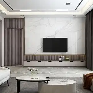 新木纤维集成墙板客厅电视背景墙现代定制格栅隐形v门护墙板背景
