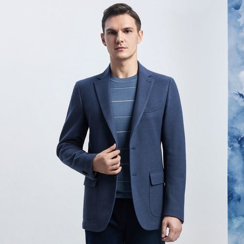 eve依文休闲西装灰蓝色秋冬新款商务时尚羊毛休闲西服