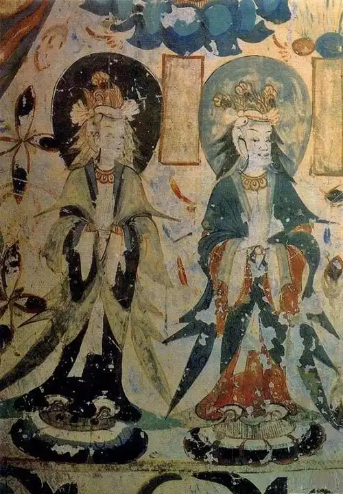 神游千年大美敦煌西魏285窟4北壁与东壁七佛组图秀骨清像褒衣博带的