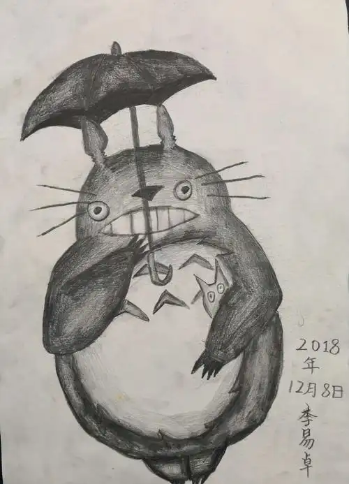 儿童创意素描2班作品《龙猫》