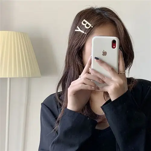 jennie金智妮同款金属字母发夹边夹一字夹女网红发饰