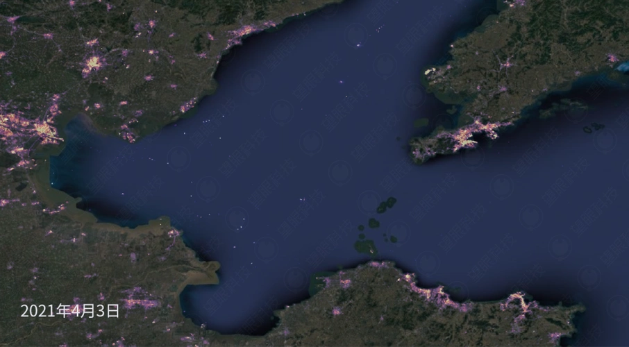 卫星图看中海油渤海油田井喷事故事发时有明显火点