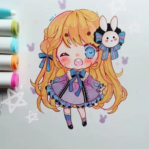 人物马克笔q版萌图,超级萌的马克笔手绘(18张)