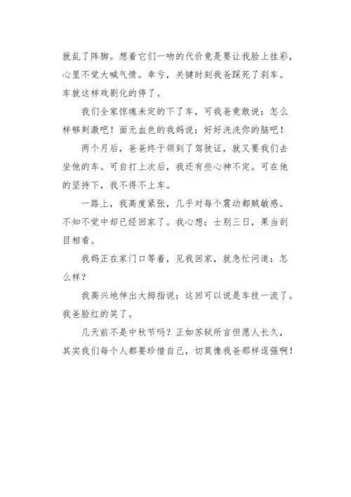 初一作文写人我爸开车650字