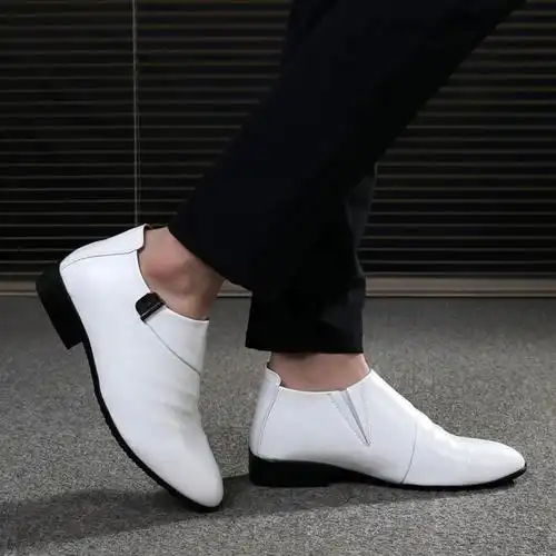 3320内增高款白色38韩版英伦男士尖头休闲皮鞋夜店发型师商务正装内