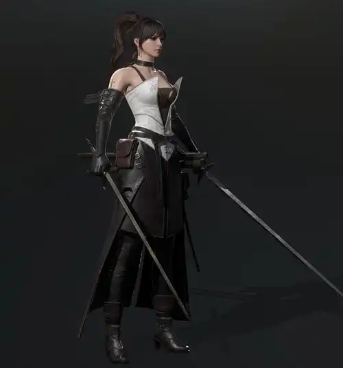 3d模型欣赏:《sword girl》古风 女战士角色 次世代 zbrush雕刻