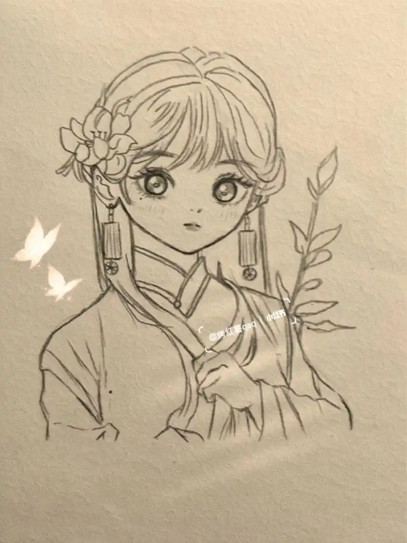 古风少女手绘教程 临摹自网图 #简笔画教程# #绘画# #手绘# #手绘临摹