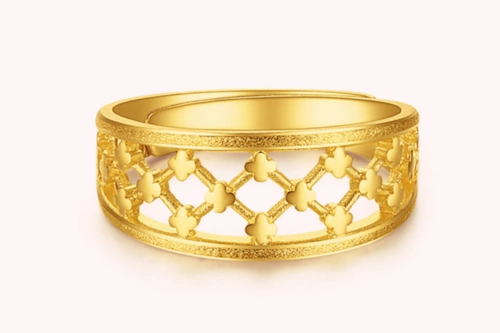 潮宏基珠宝花袂黄金足金活圈口指环黄金戒指_珠宝图片