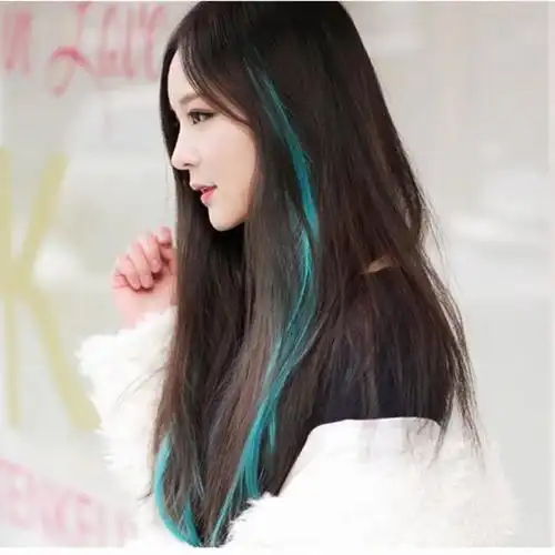 8片装彩色假发片发条发丝挑染假发片彩色头发漂染发无痕接发