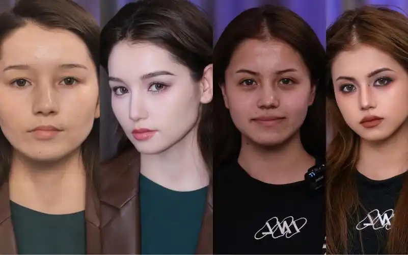 两个妆两个模特 粉白肤色 黄黑肤色 各有各的魅力