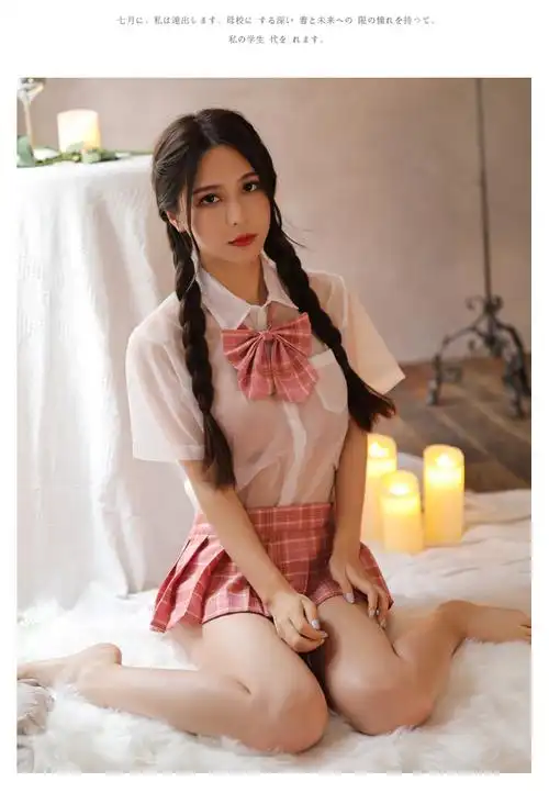 性感情趣学生装制服透明衬衫蝴蝶结格子百褶裙套装 索情 情趣内衣