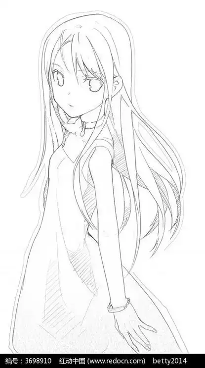 女孩侧面全身的简笔画