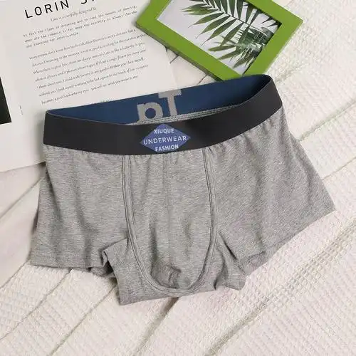 平角裤男士内裤纯棉夏季简约风透气潮流男生四角短裤