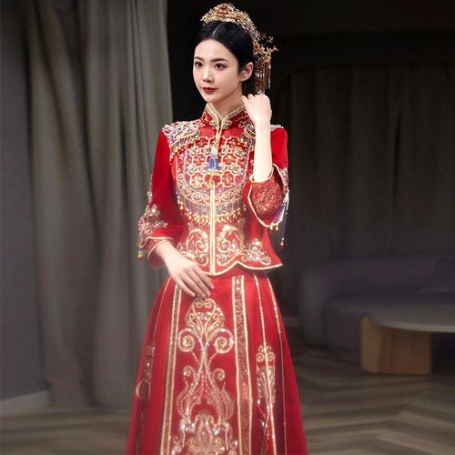 秀禾服2023年新款新娘结婚中式嫁衣敬酒服高端奢华重工新中式婚纱