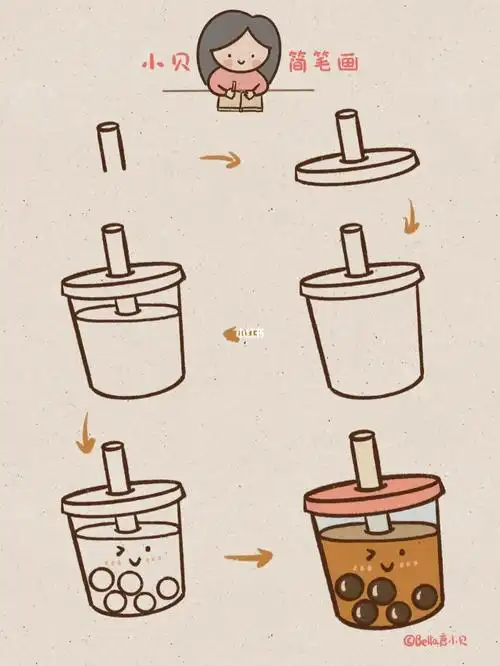 小贝简笔画珍珠奶茶