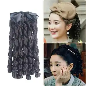 民国上海滩名媛小姐假发复古蝴蝶结木马卷气质公主油条假发日常