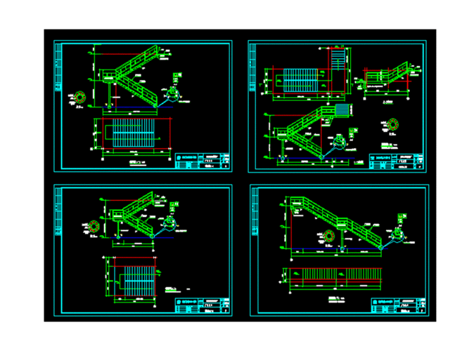 4部不同种类的钢结构楼梯施工详图